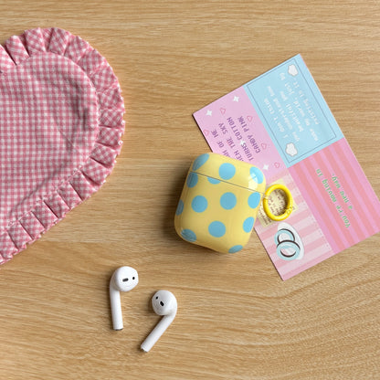 Fashion Simple Big Pink Blue Dots Polka Point Pattern Glossy Earphone