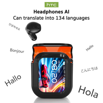 Translator HTC NE20 New Bluetooth 6.0 Wireless Headphones Translation Earphones IPX4 Waterproof Rating Long Battery Life