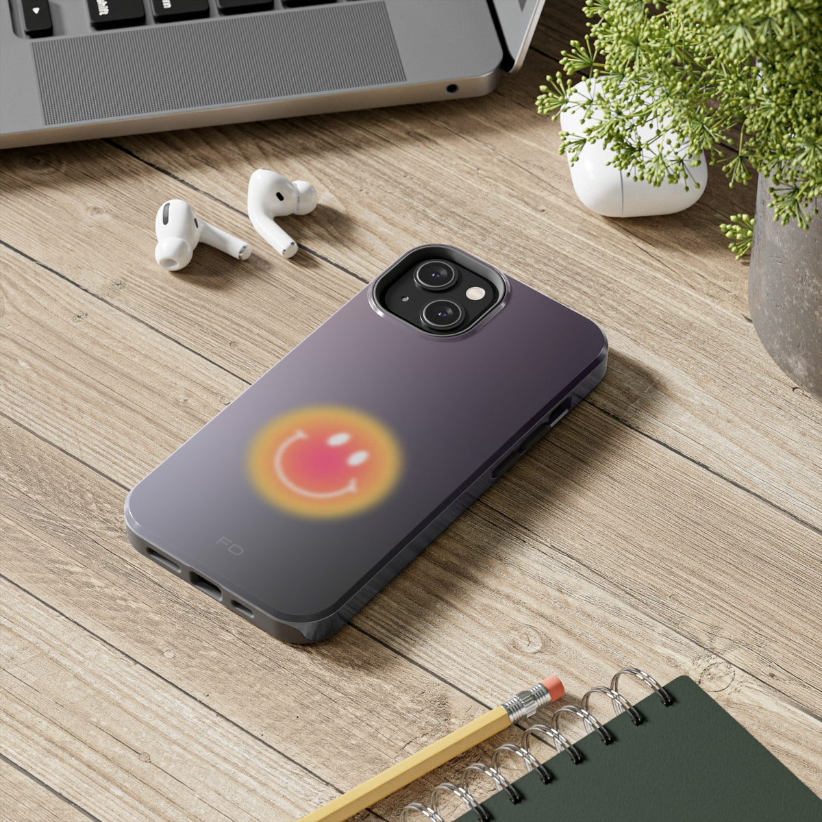 Smiley Face Tough iPhone Case with Wireless Charging