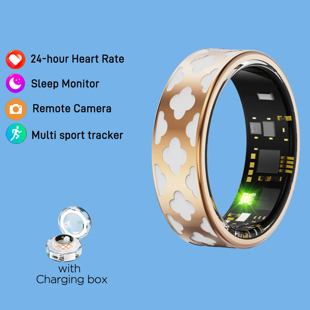 Women Smart Ring Heart Rate IP68 Waterproof Intelligent Female Luxury Health Monitor Fashion Rings Festival Gifts For Ladies