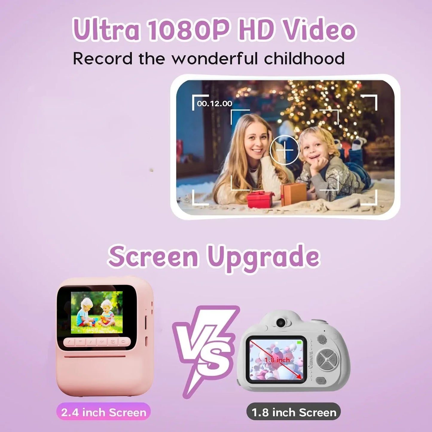 OPPO Kids Instant Camera – 1080P Video, Thermal Print, 32GB, Games & Music
