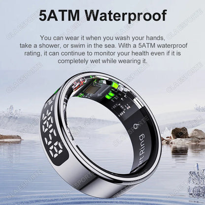 2025 Display Screen Smart Ring With Wireless Charging Health Monitor Smartring Sports Fitness Tracker IP68 5ATM Waterproof Rings