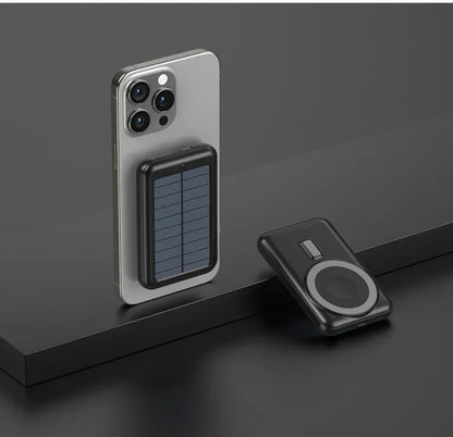 10000mAh Magsafe Power Bank Magnetic Wireless Solar Poverbank for IPhone Huawei Samsung Xiaomi Solar Charging Portable Powerbank