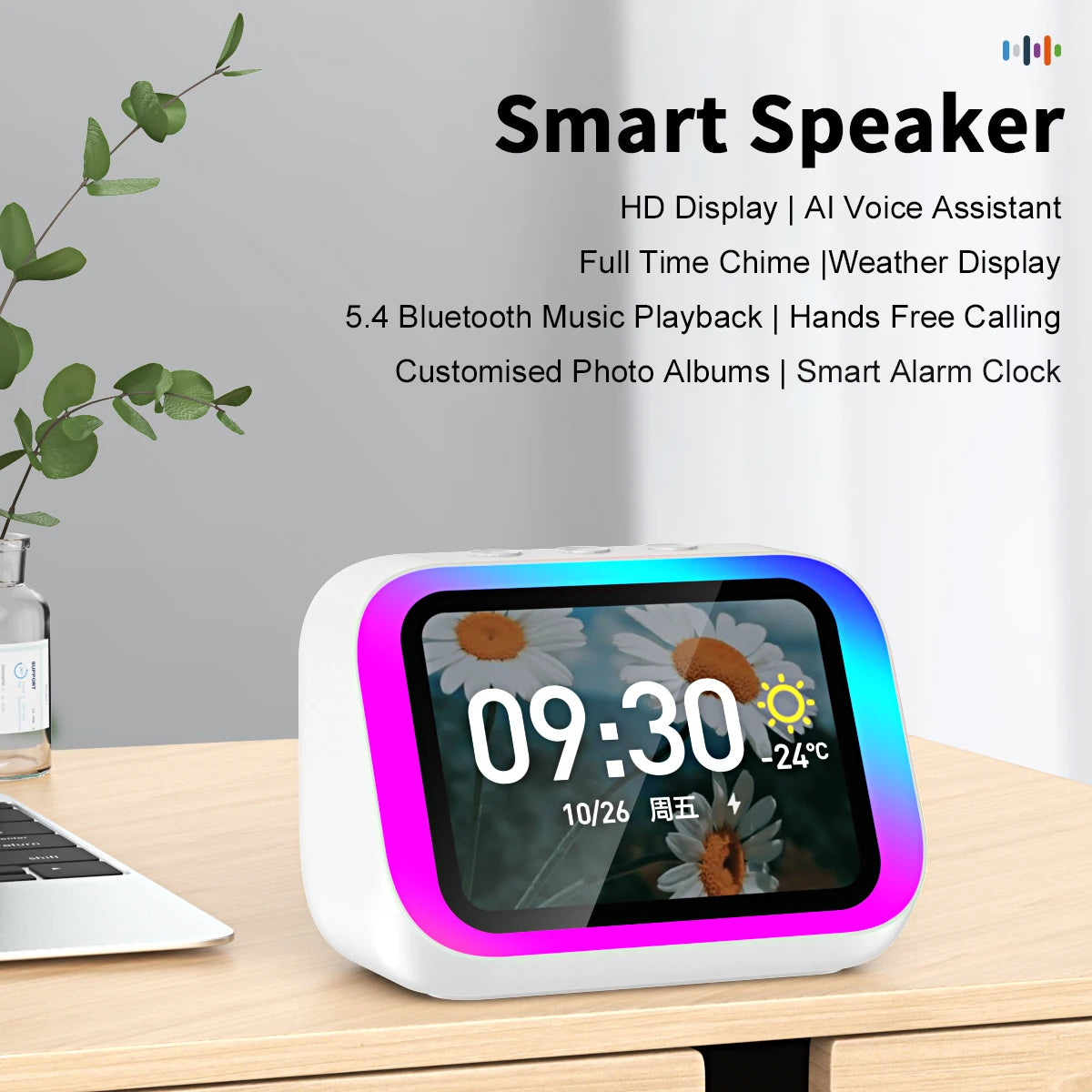 AI Smart Bluetooth 5.4 Speaker with HD Touch Display