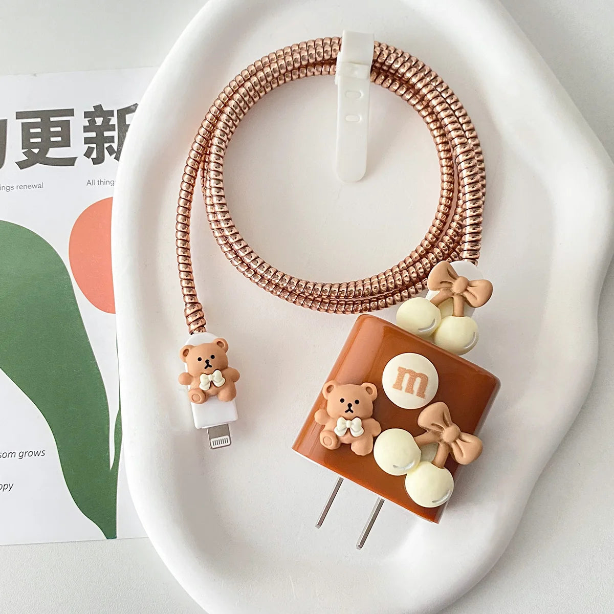 Changeable Charging Head Protective Cover Pink Lightweight Charger Protector For Iphone Portable Cute Mobile Phone Charger Cover