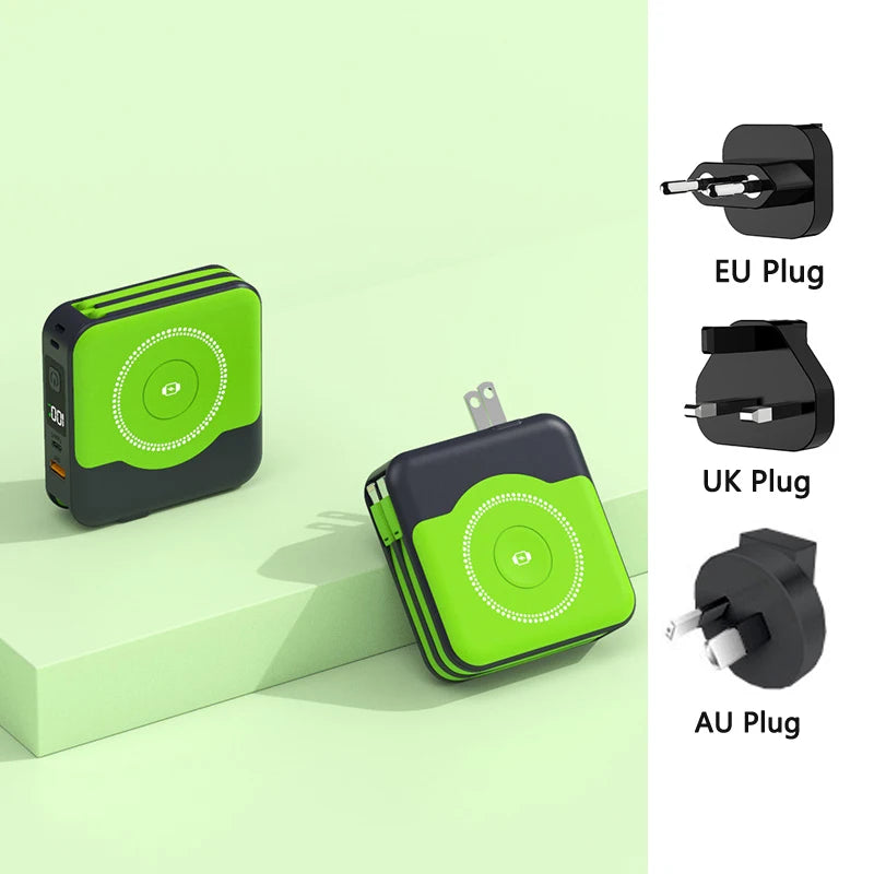 6 in 1 15W Magnetic Wireless Power Bank 22.5W Fast Charging Wall Charger for iPhone iwatch Samsung Powerbank with AC Plug Cable