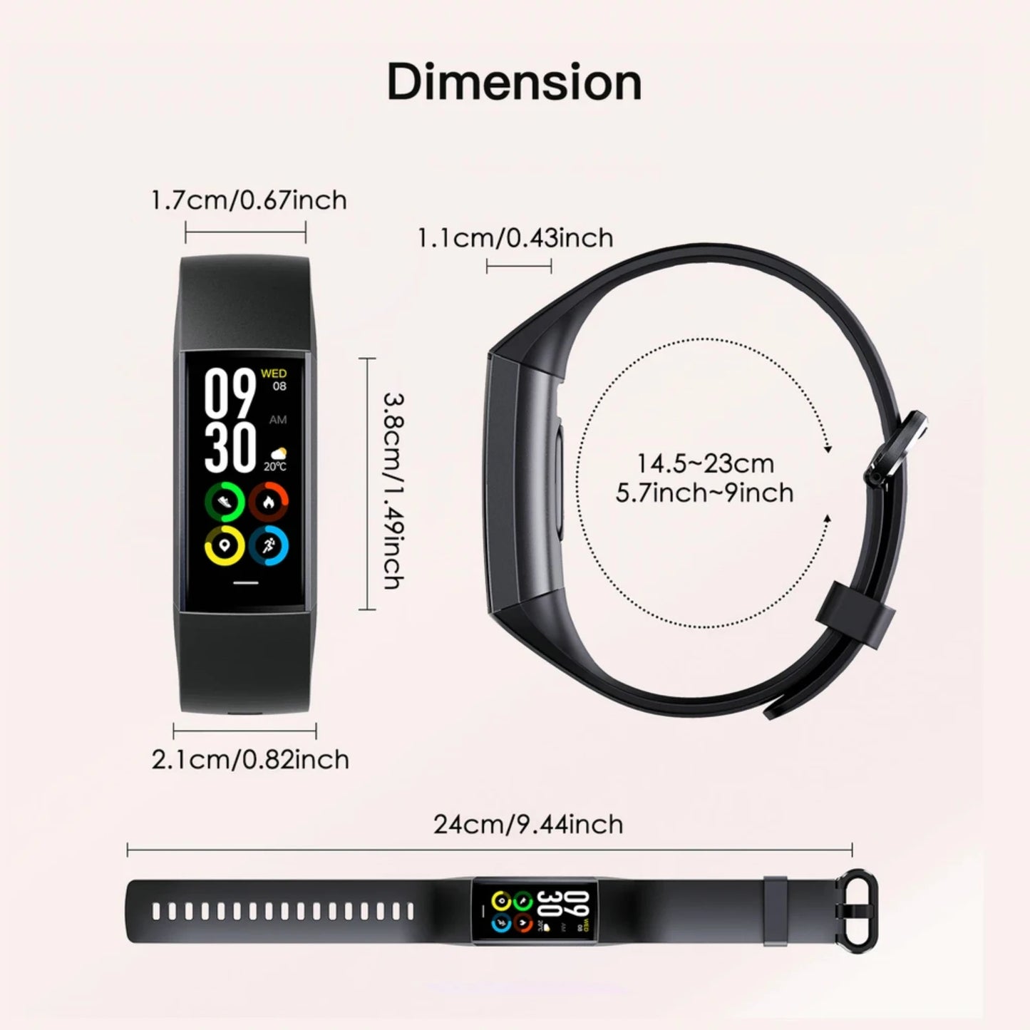 1.1"  Smart Watch  Man Women 2024 Fitness Bracelet Sport Band Waterproof Connected Tracker Smartwatch