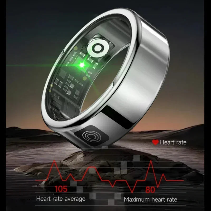 Smart Ring with Charging Box-5ATM Waterproof Step Health Tracker Heart Rate Blood Oxygen Monitor Sleep Monitoring LCD Display