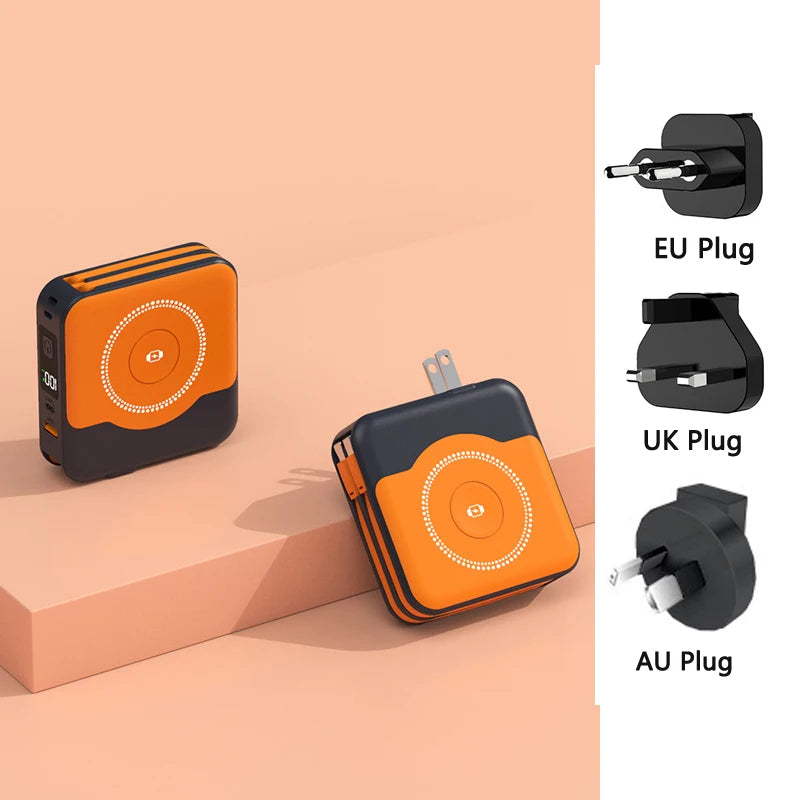 6 in 1 15W Magnetic Wireless Power Bank 22.5W Fast Charging Wall Charger for iPhone iwatch Samsung Powerbank with AC Plug Cable