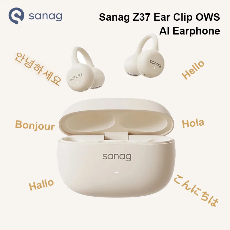 Sanag Z37 Open-Ear Bluetooth Earphones – AI Audio, Ear Clip Design, Sports-Ready