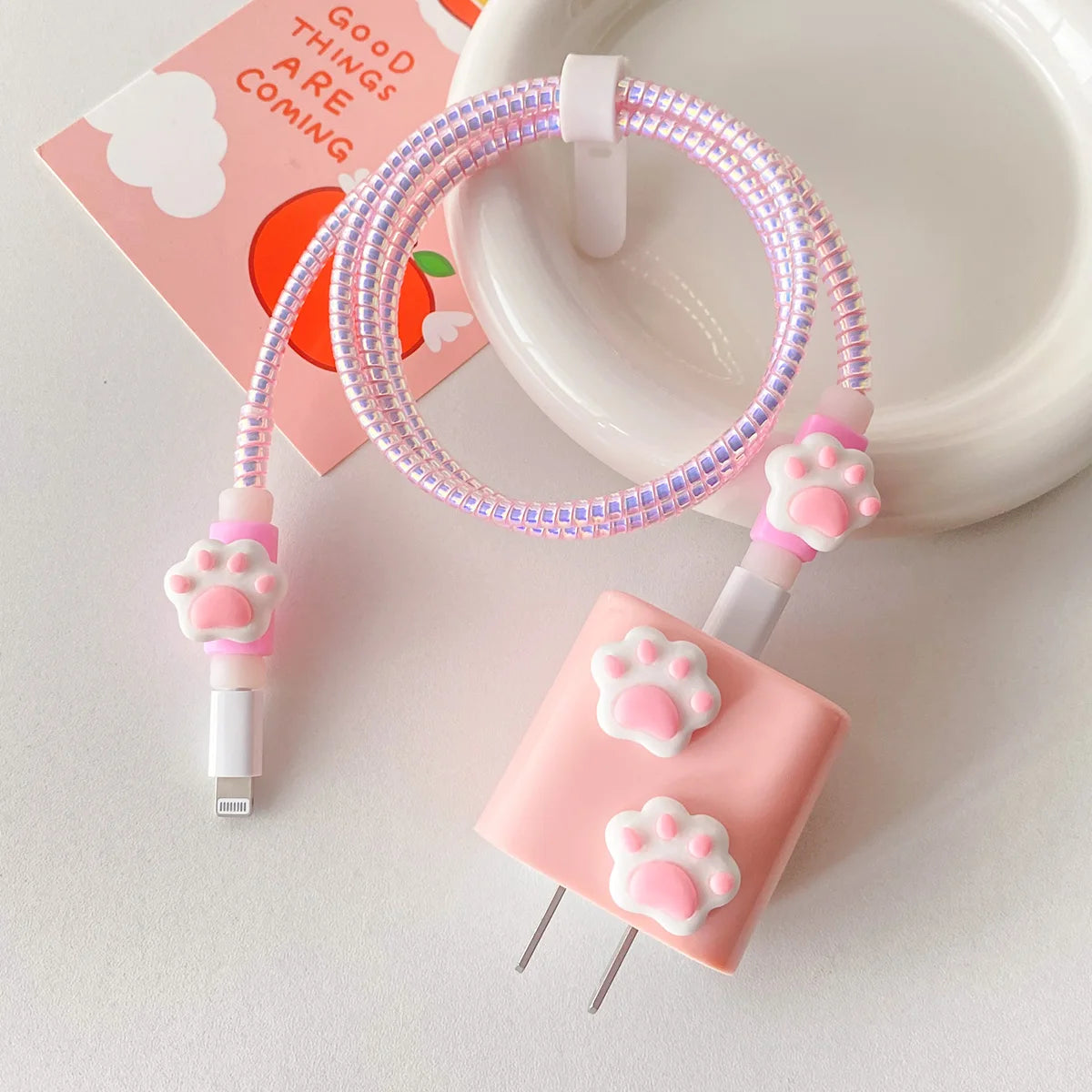 Changeable Charging Head Protective Cover Pink Lightweight Charger Protector For Iphone Portable Cute Mobile Phone Charger Cover