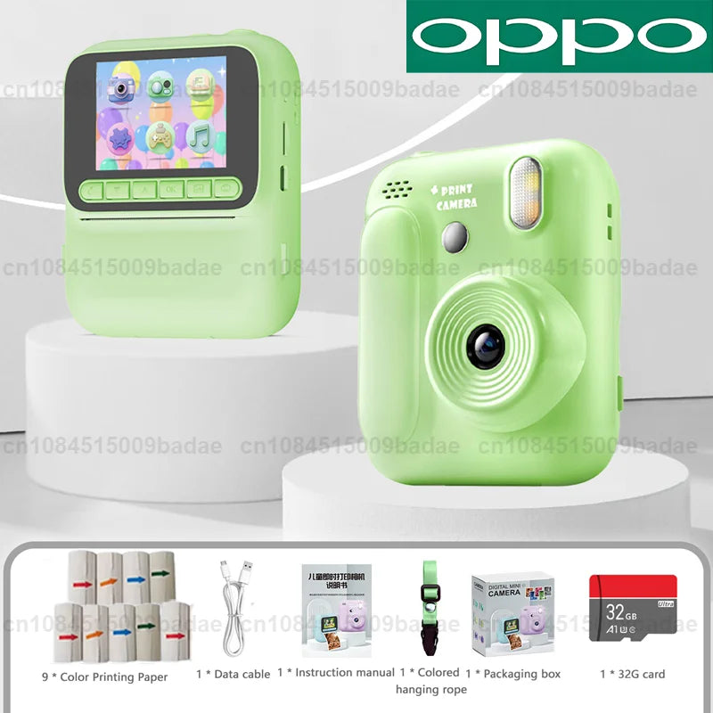 OPPO Kids Instant Camera – 1080P Video, Thermal Print, 32GB, Games & Music