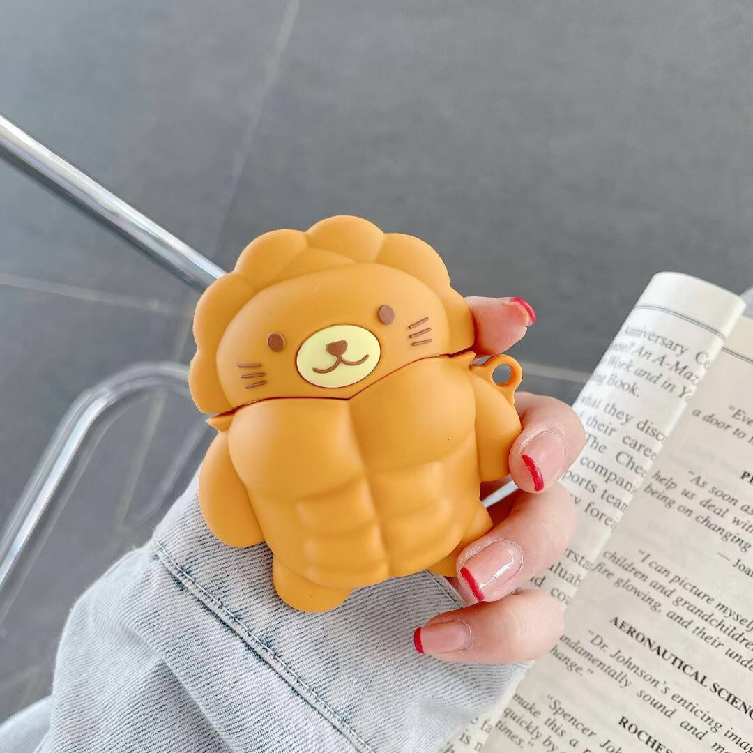 Playful Cartoon Muscle Bear Earbuds Cover