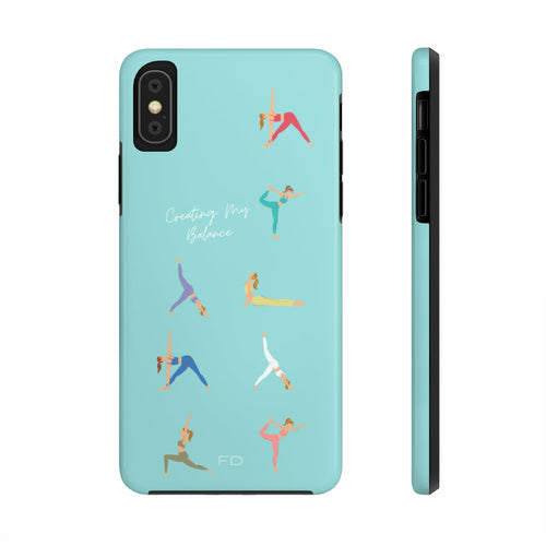 Yoga Poses Blue Tough iPhone Case with Wireless Charging Support