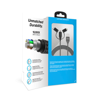 Naztech 3X1 Micro Lightning & USB-C Charge & Sync 6ft Cable