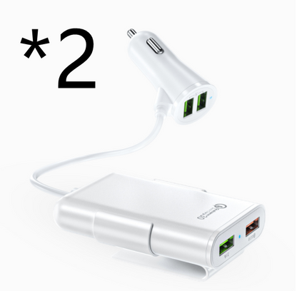 Back Seat Car Charger with 4 USB Ports QC3.0 Fast Charging & Clip Holder