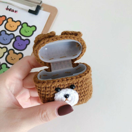 Cozy & Adorable Fluffy Brown Bear Bluetooth Earphone Cover