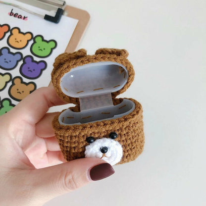 Cozy & Adorable Fluffy Brown Bear Bluetooth Earphone Cover