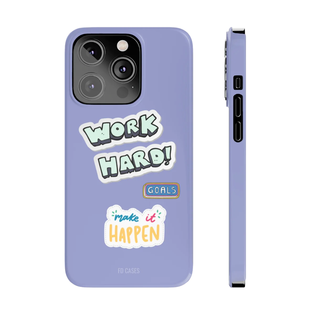 Work Hard Slim Glossy iPhone 14 Case with Wireless Charging Support
