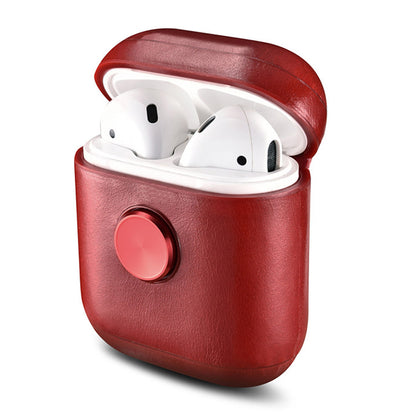 Red Leather Chic AirPods Case with Gyro Box Design