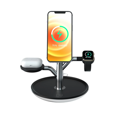3 in 1 Wireless Charging Stand with Tray and Fast Charging