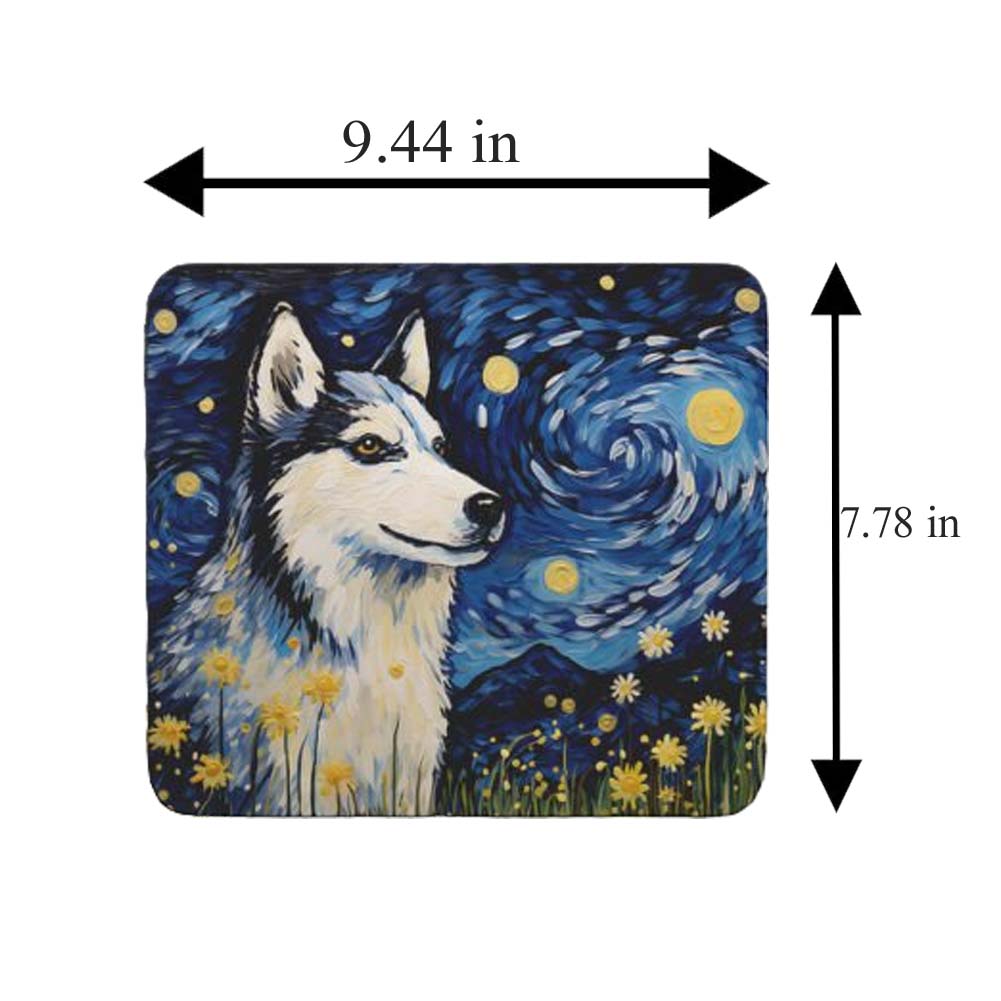 Starry Night Dog Husky Non-Slip Computer Mousepad