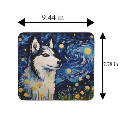 Starry Night Dog Husky Non-Slip Computer Mousepad