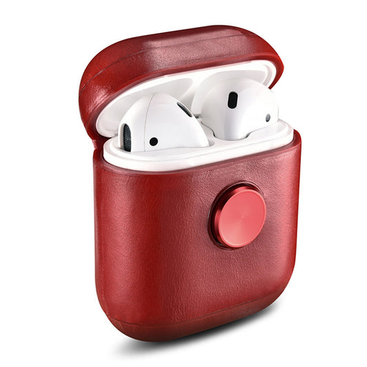 Red Leather Chic AirPods Case with Gyro Box Design