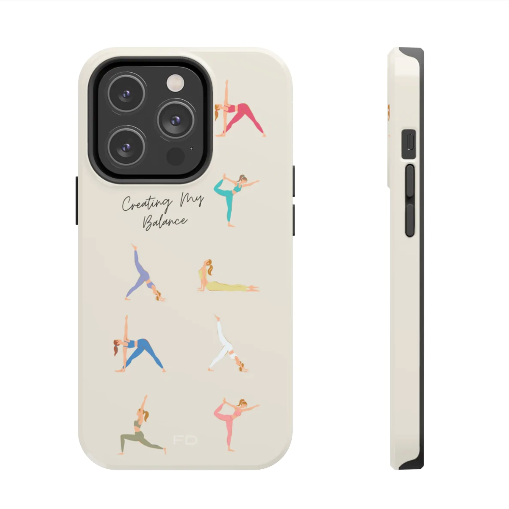 Yoga Poses Tough iPhone Case with Wireless Charging Support