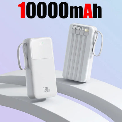 50000mAh Power Bank Large Capacity Mobile Power Fast Charging Multi Port Digital Display With 4 Cables For iPhone Samsung Xiaomi