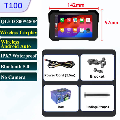 5 Inch Motorcycle Carplay GPS Waterproof Android Auto For Moto Multimedia Digital Dashboard Display Screen Dash Cam Monitor Bike