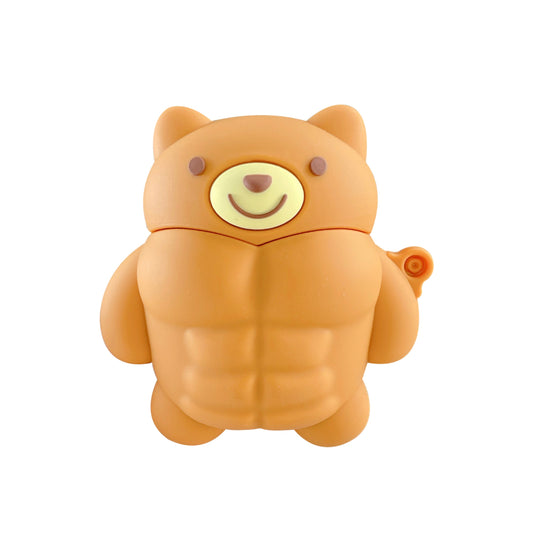 Playful Cartoon Muscle Bear Earbuds Cover