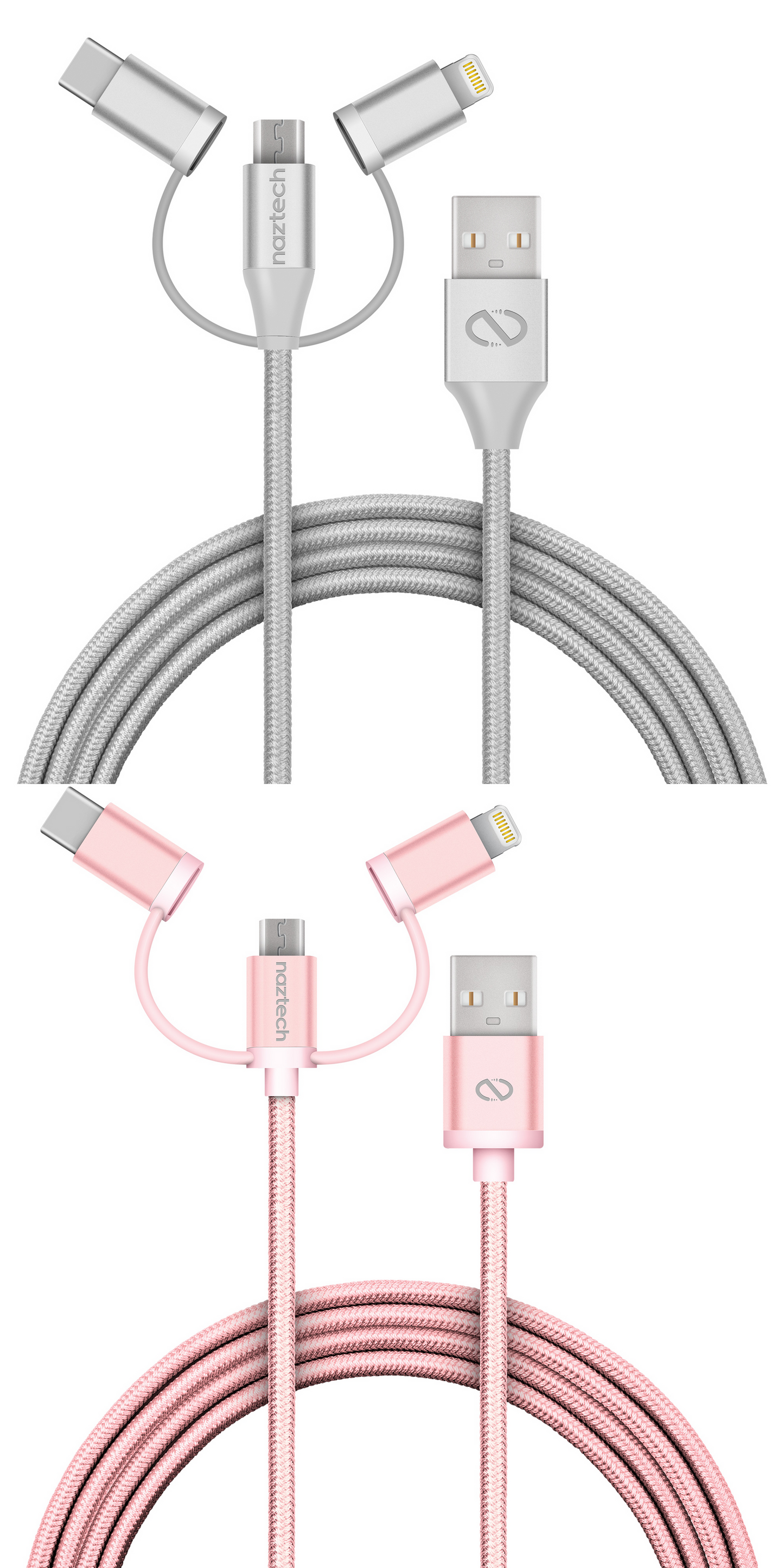 Naztech 3X1 Micro Lightning & USB-C Charge & Sync 6ft Cable