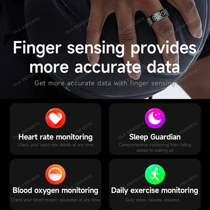 New Display Screen Smart Ring For Xiaomi Samsung Ring Gesture Swipe Video/Brush Tiktok Health Monitor 5ATM Waterproof Smartring