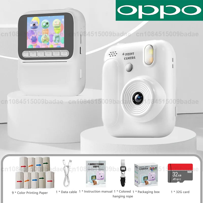 OPPO Kids Instant Camera – 1080P Video, Thermal Print, 32GB, Games & Music