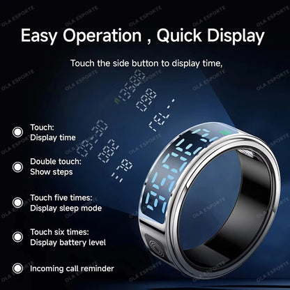 New Display Screen Smart Ring For Xiaomi Samsung Ring Gesture Swipe Video/Brush Tiktok Health Monitor 5ATM Waterproof Smartring