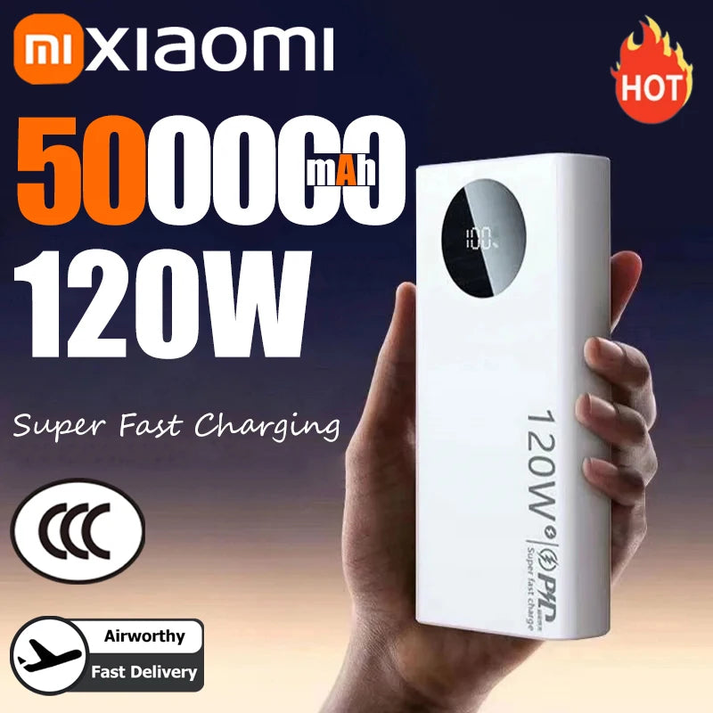 Xiaomi 50000mAh Power Bank 120W Fast Charging High-Capacity Portable Battery Charger Moblie Powerbank For iPhone Samsung Huawei