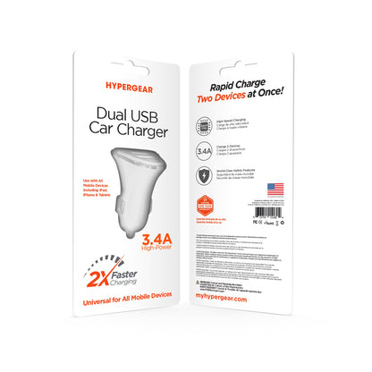 HyperGear Hi Power Dual USB Car Charger 3.4A Fast Charging