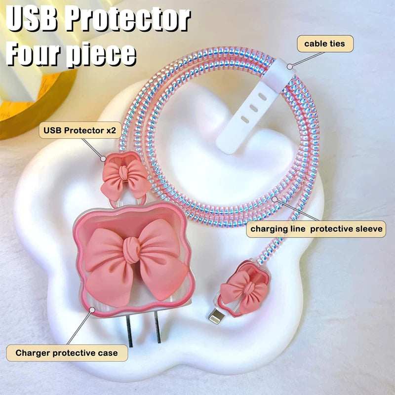 Changeable Charging Head Protective Cover Pink Lightweight Charger Protector For Iphone Portable Cute Mobile Phone Charger Cover