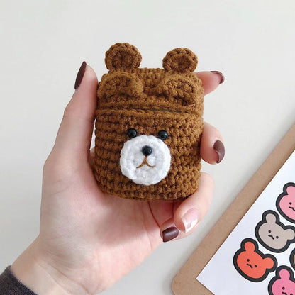 Cozy & Adorable Fluffy Brown Bear Bluetooth Earphone Cover