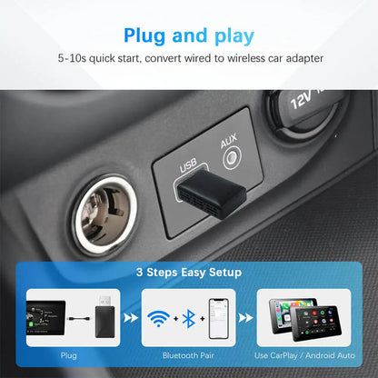 2-in-1 AI Car Adapter – Wired to Wireless CarPlay & Android Auto, WiFi Smart Dongle, Plug & Play