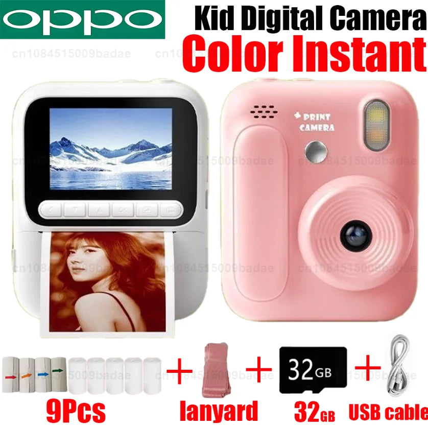 OPPO Kids Instant Camera – 1080P Video, Thermal Print, 32GB, Games & Music