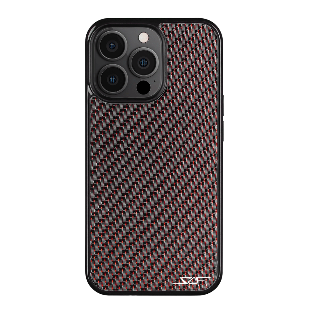 iPhone Red Laced Real Carbon Fiber Phone Case Classic Series