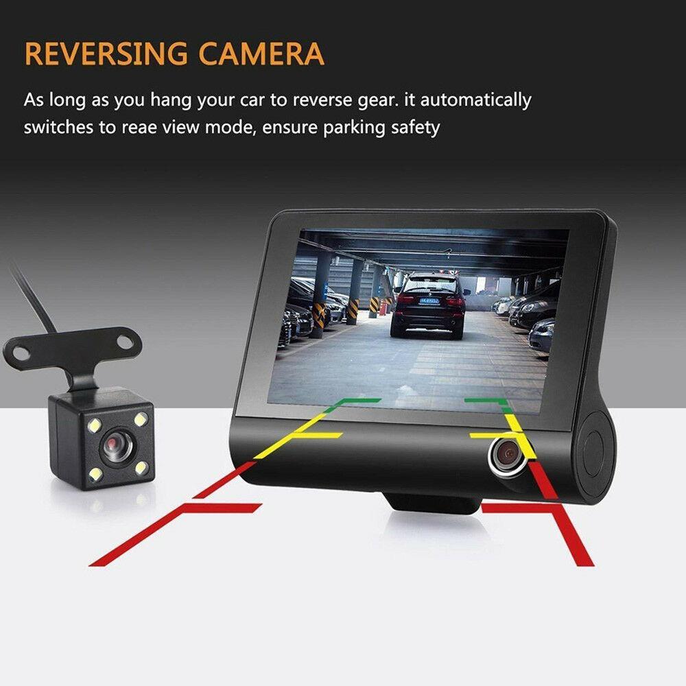 Triple Lens 1080P Dash Cam with Rear & Interior View 4" Display